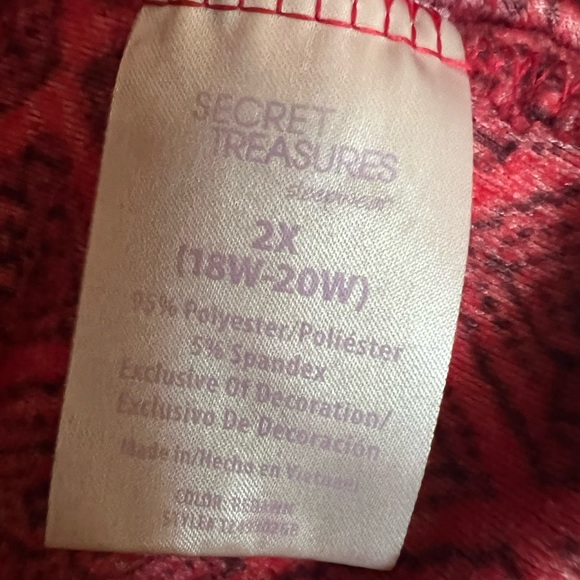 Secret Treasures Red Plush Nightgown- 2X - Picture 3 of 8